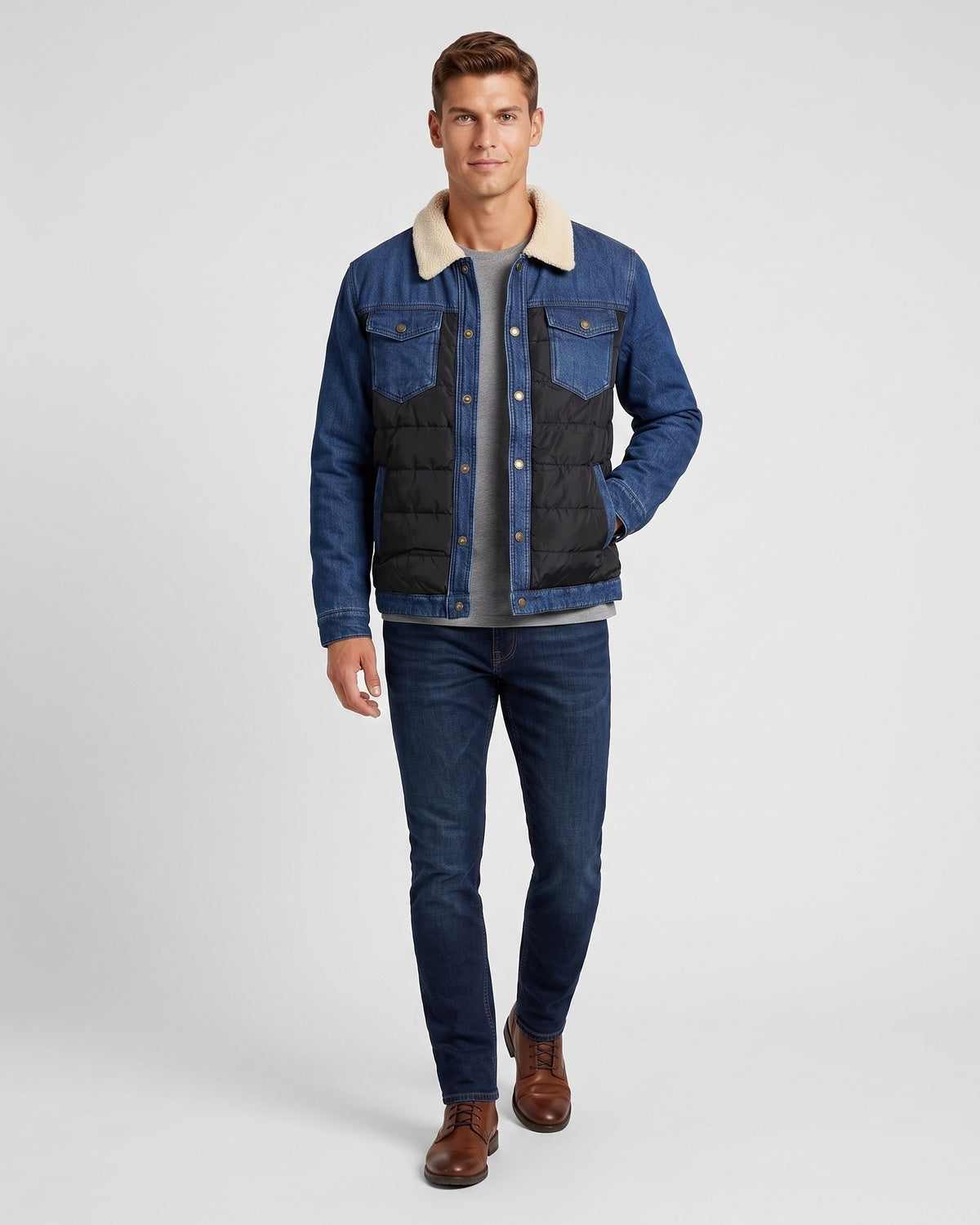 Men's Denim Jacket with Sherpa Lining