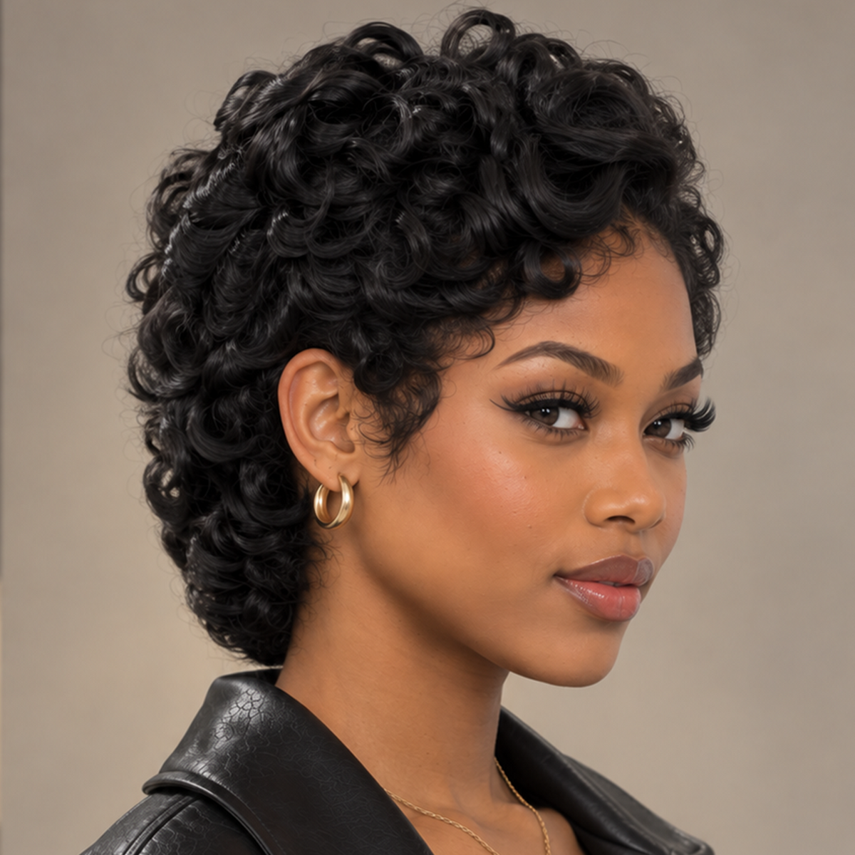 Small Finger Wave 4×4 Lace Pixie Full Cap Wig