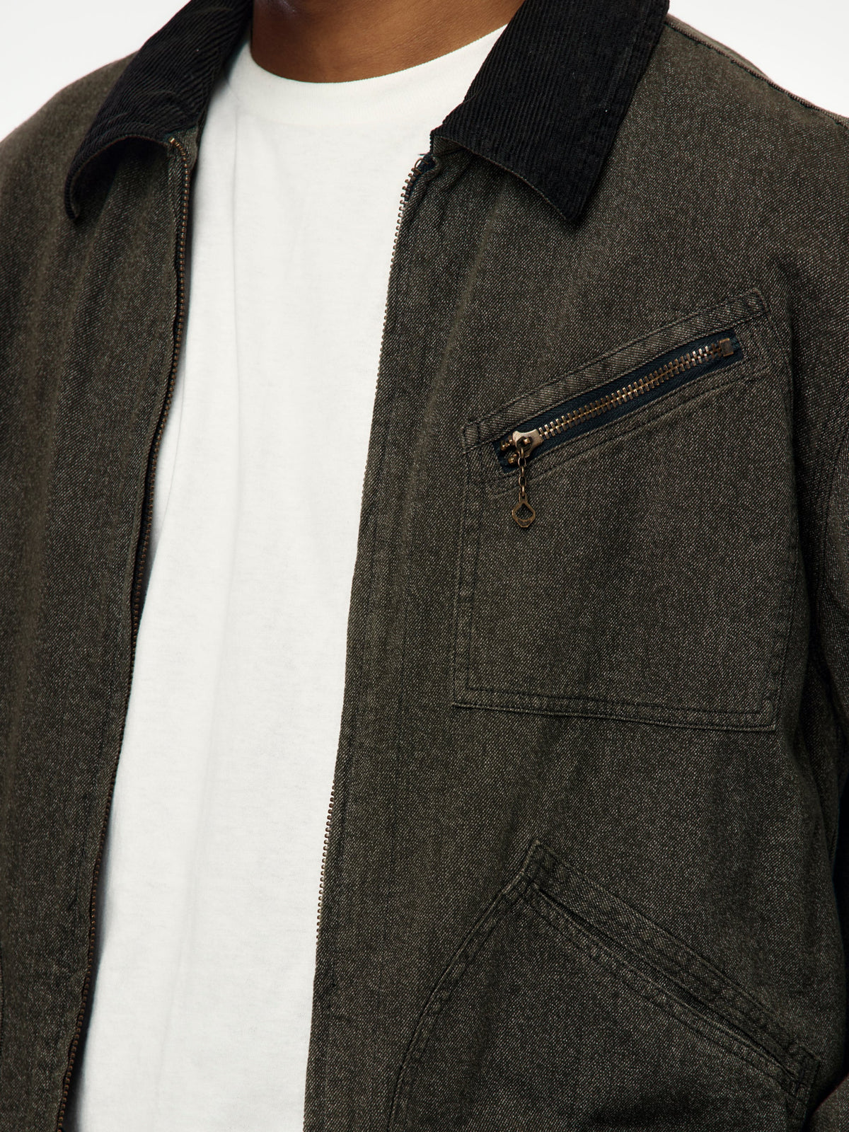 A.PRESSE Vintage Black Chambray Work Jacket (Gray) (Sis)