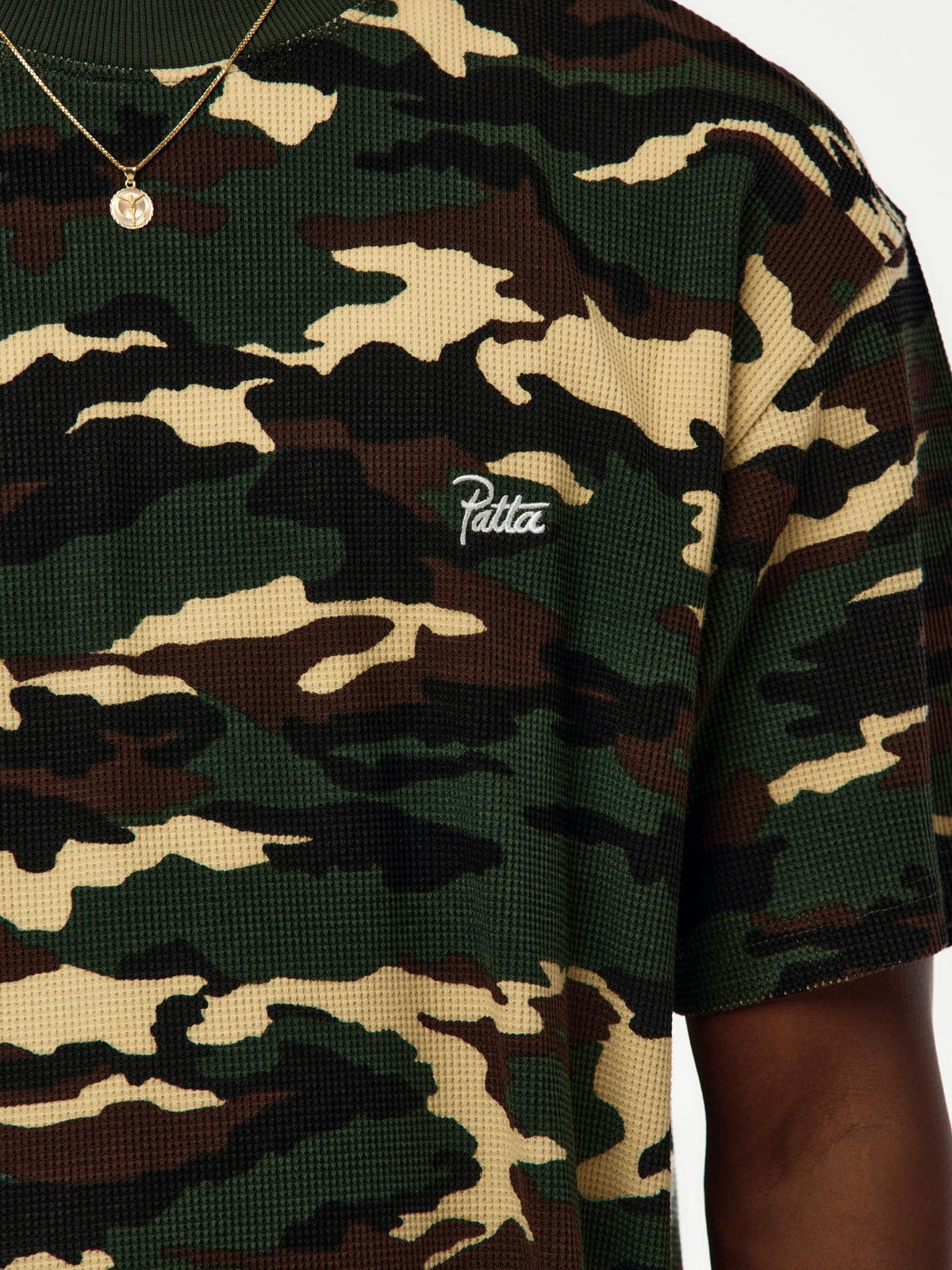 Waffle Script Logo T-Shirt (Woodland Camo)