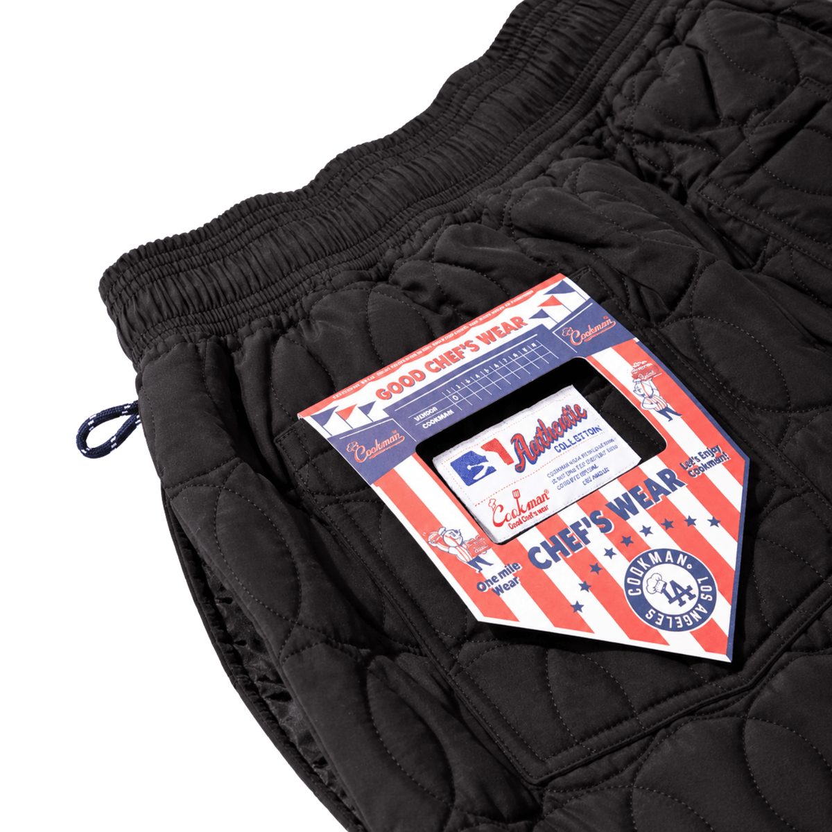 Quilted Baseball Chef Pants in black