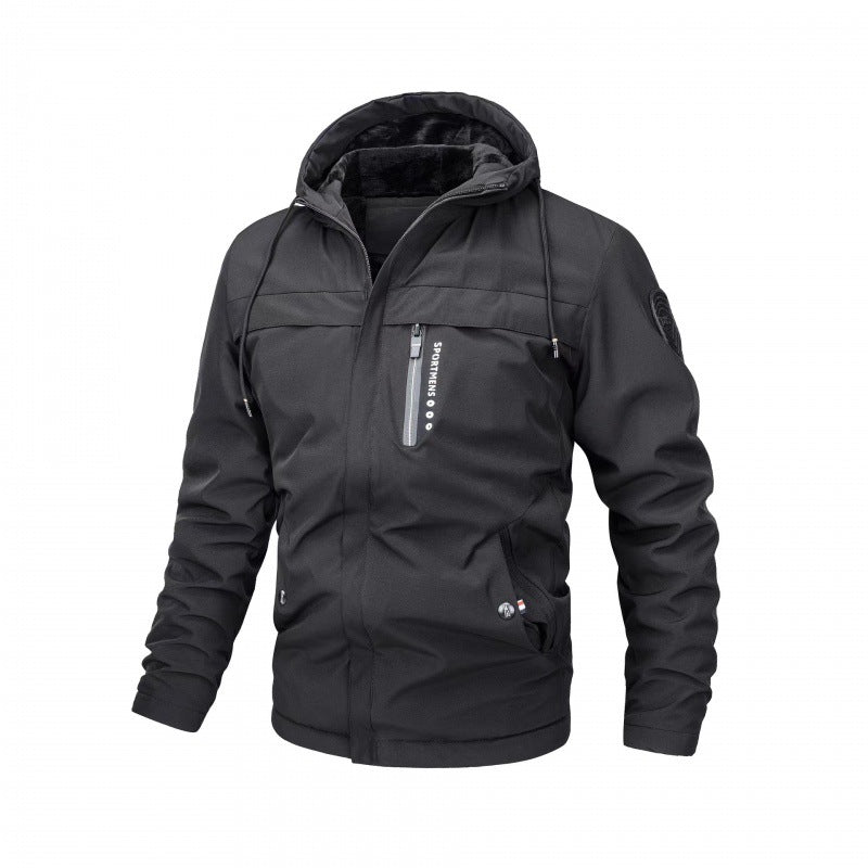 Men's Heavyweight Full-Zip Hooded Jacket Windproof High-Quality Coat