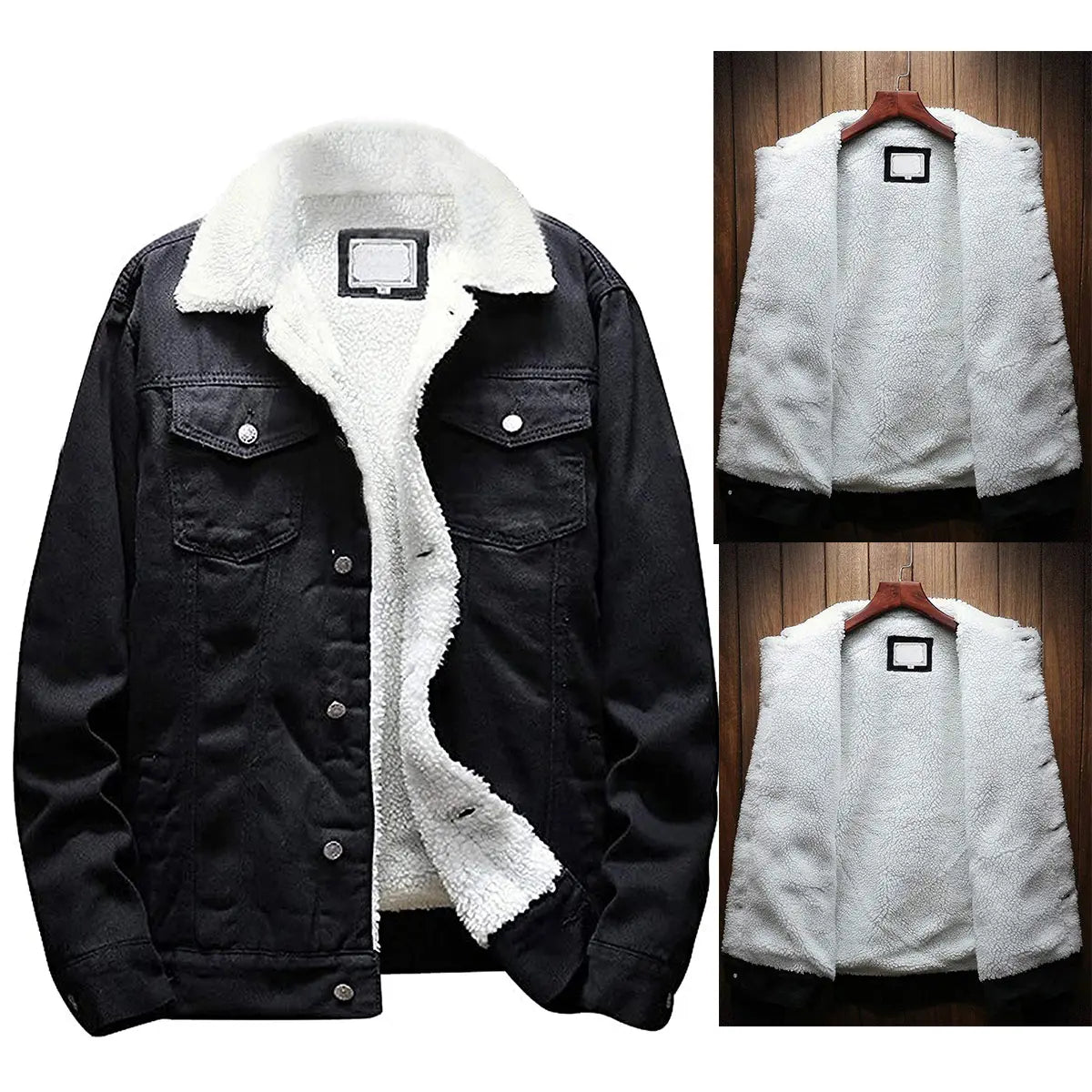Men's Fleece Lined Denim Jacket Warm Winter Trucker Jacket