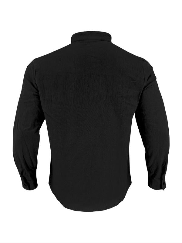 KZZ Men's Linen Casual Long Sleeve Polo Shirt, Stylish New Design