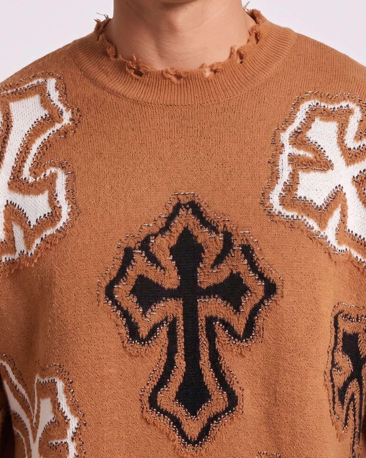KZZ Men's Dark Street Style Crew Neck Sweater