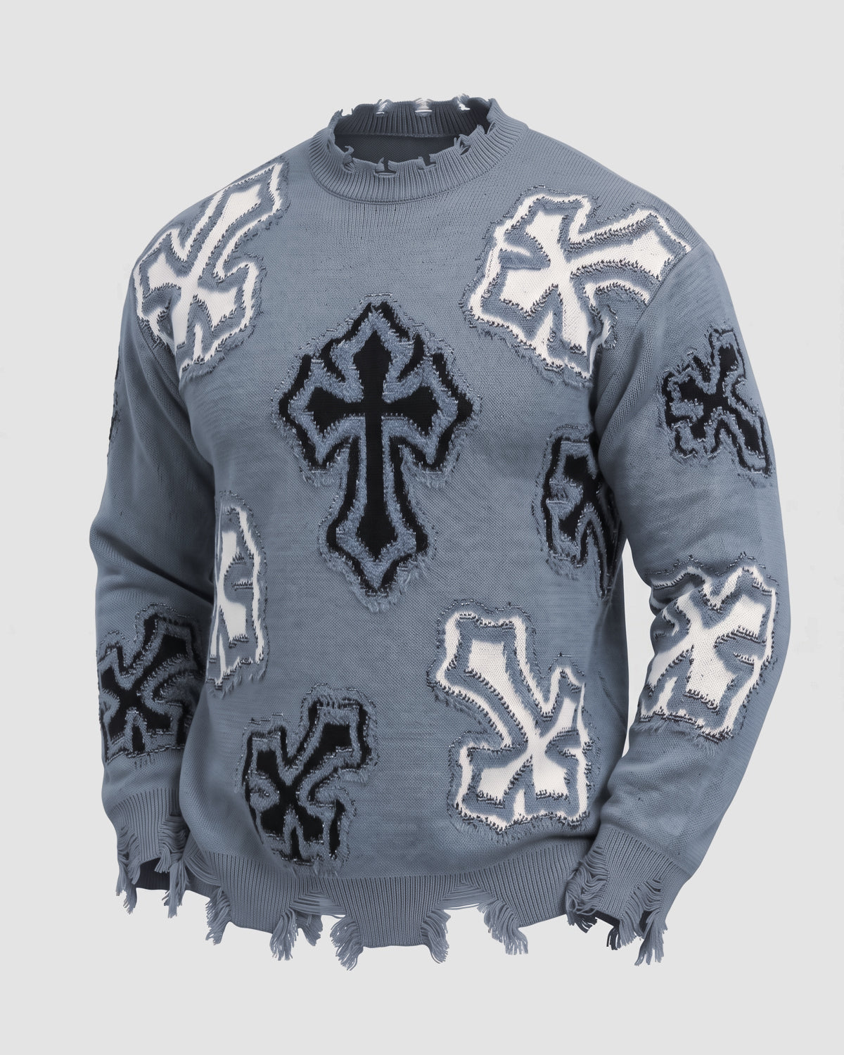 KZZ Men's Dark Street Style Crew Neck Sweater