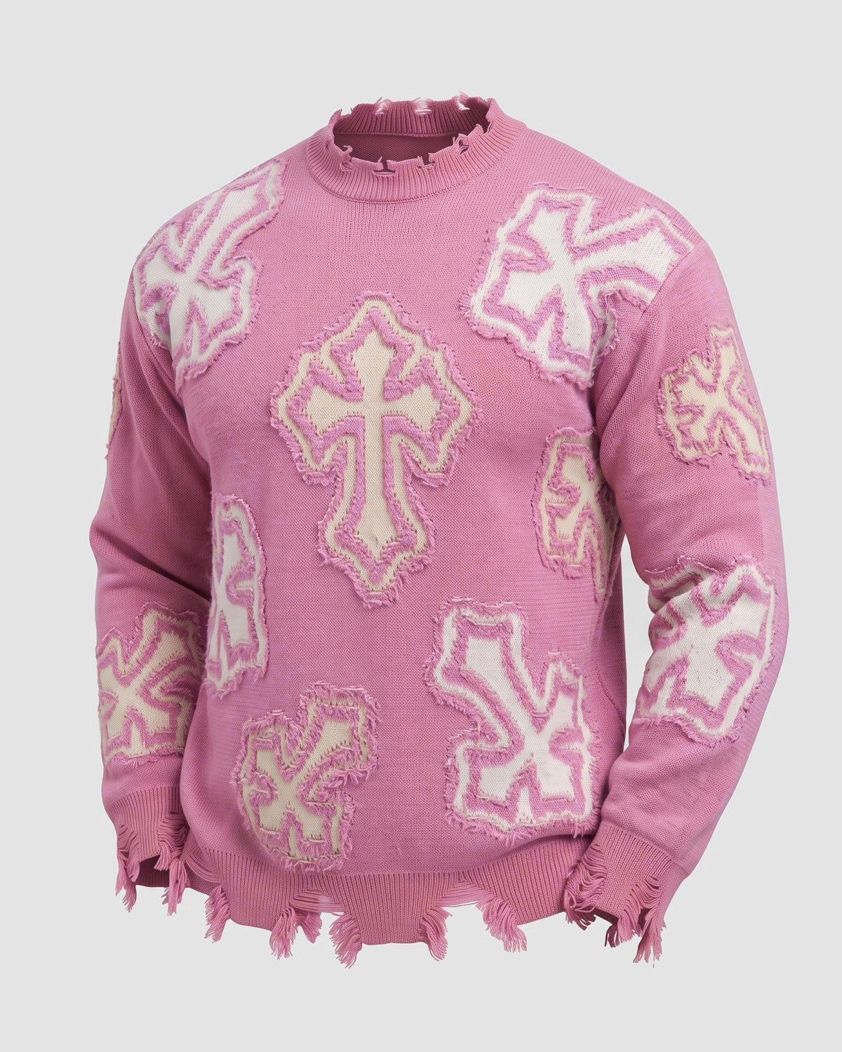 KZZ Men's Dark Street Style Crew Neck Sweater