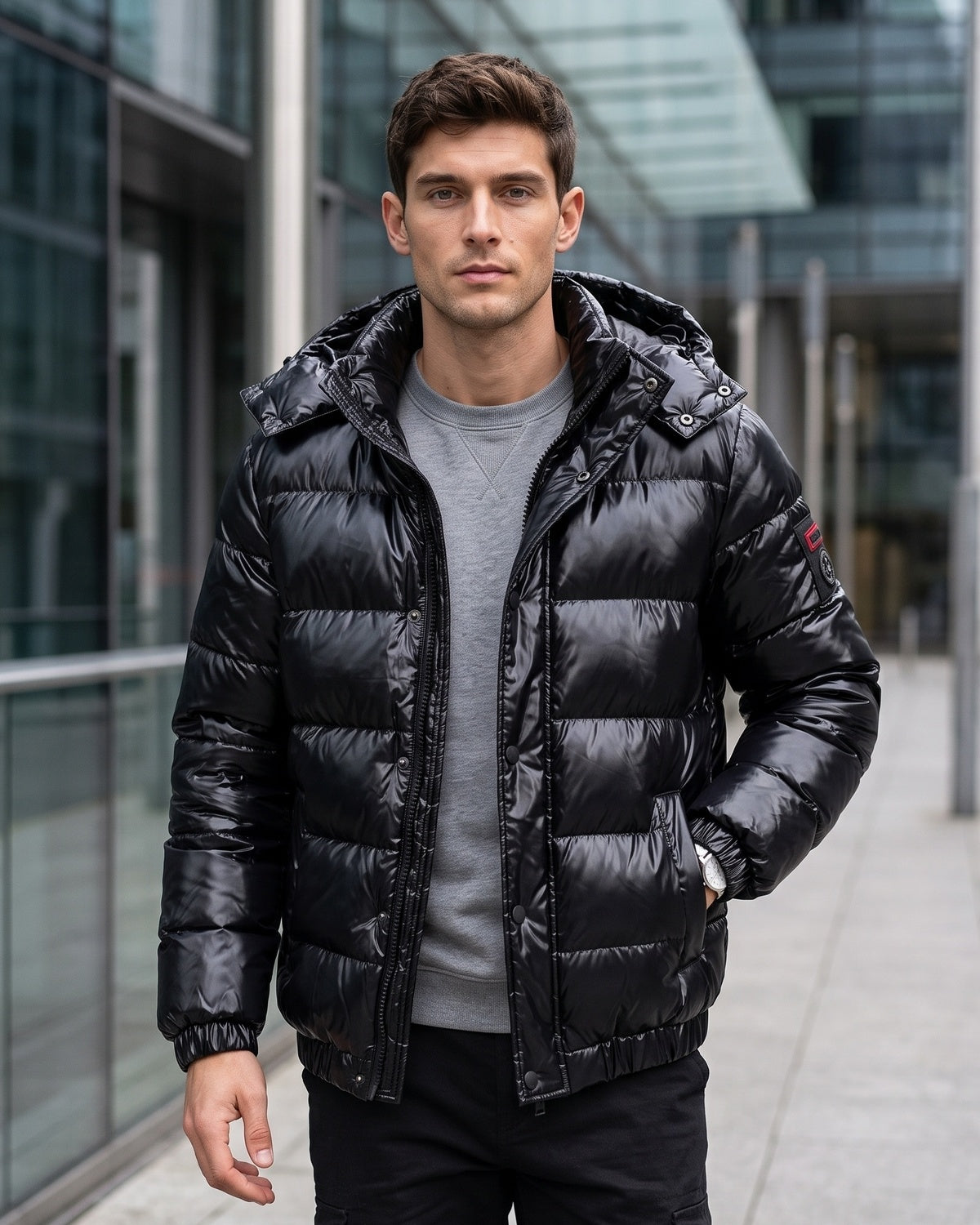 Men's Solid-Color Zip-Up Hoodie