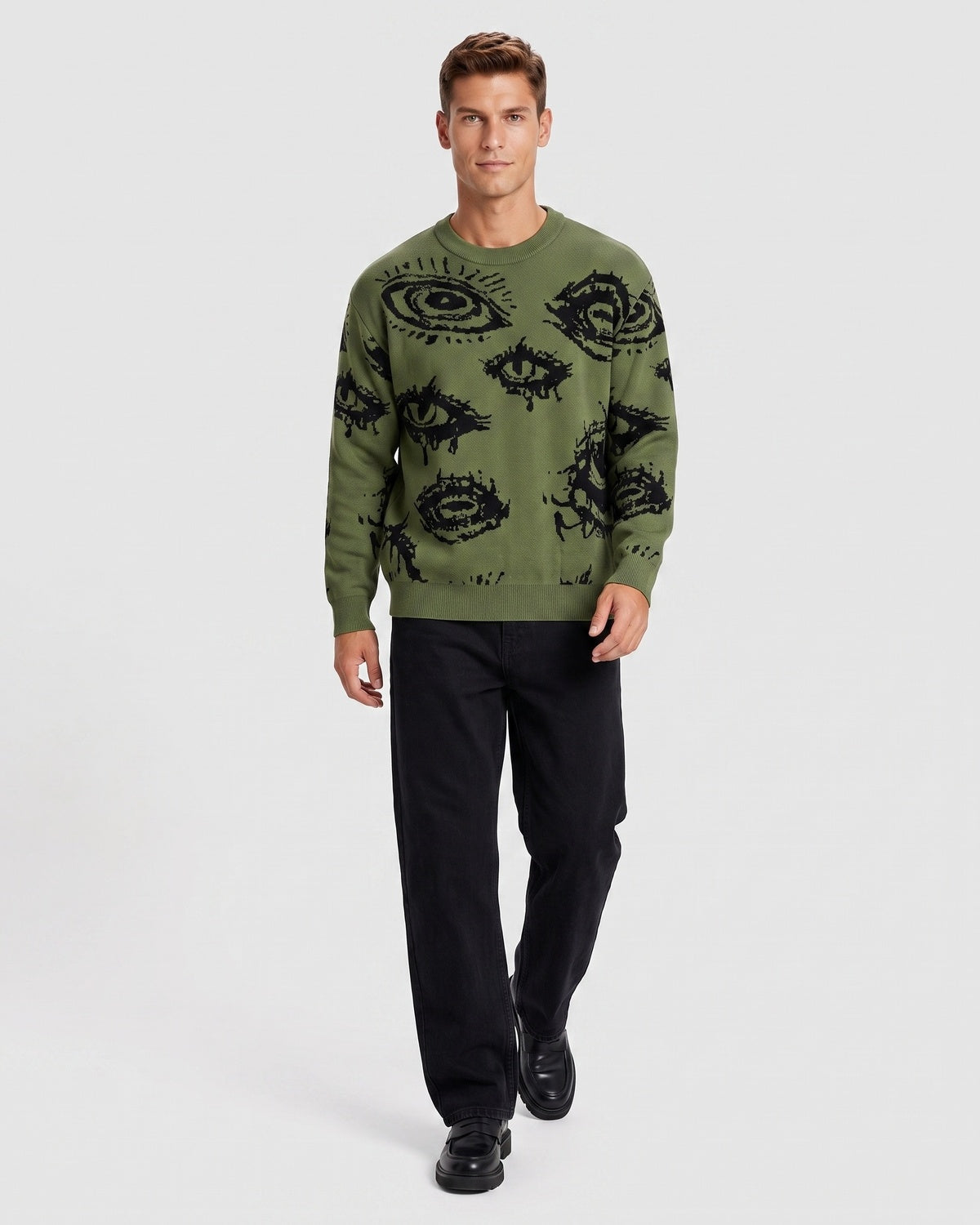 Men's Minimalist Print Long-Sleeve Knit Pullover