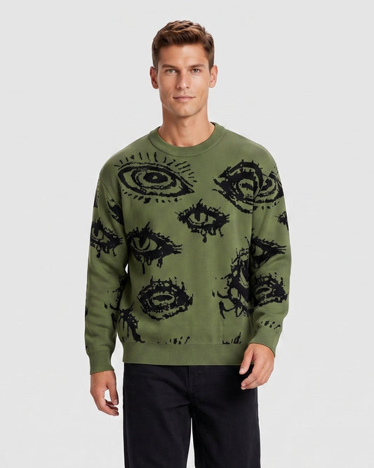 Men's Minimalist Print Long-Sleeve Knit Pullover