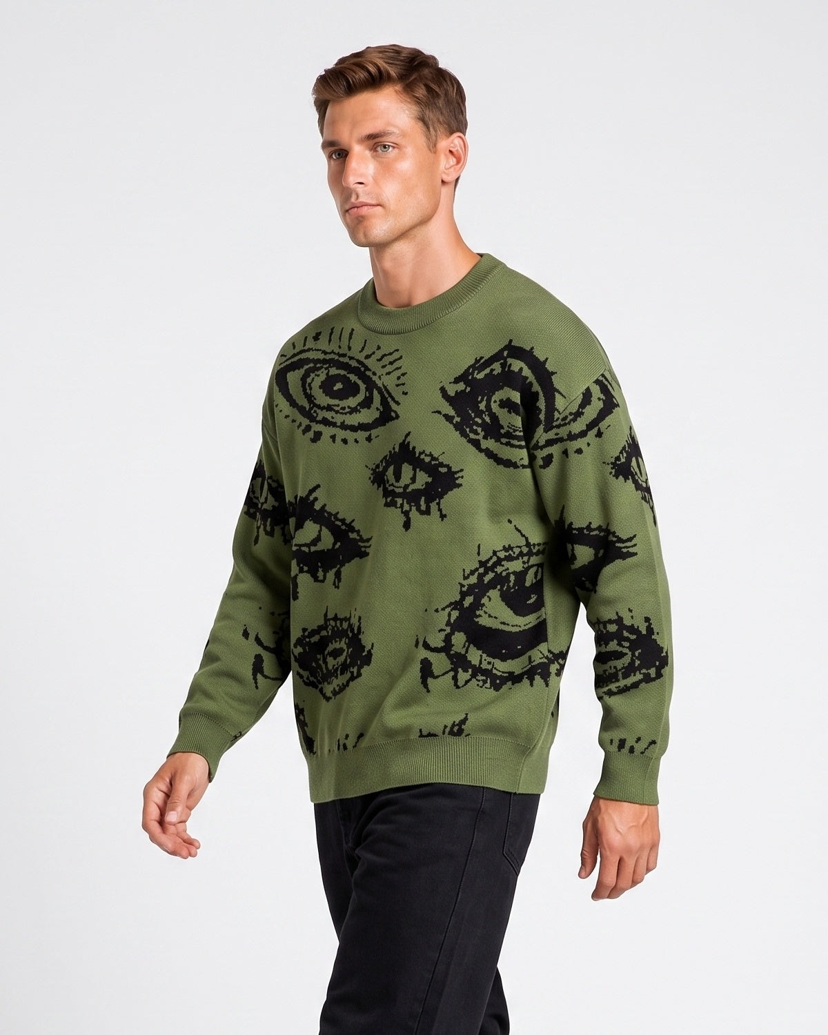 Men's Minimalist Print Long-Sleeve Knit Pullover
