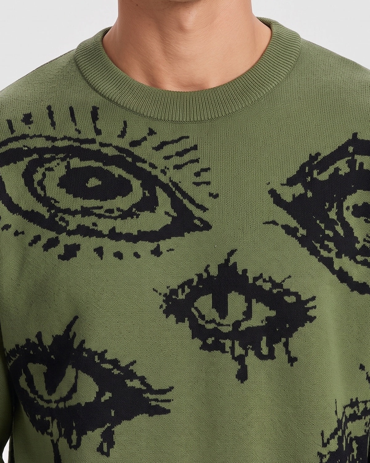Men's Minimalist Print Long-Sleeve Knit Pullover