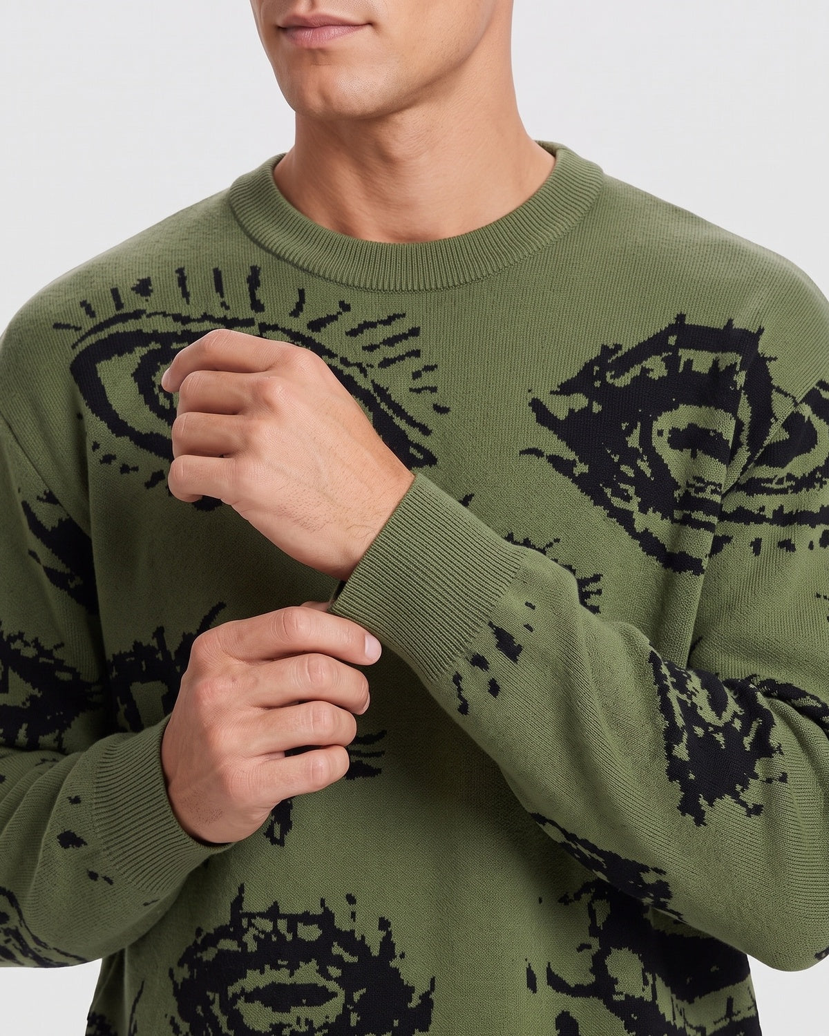 Men's Minimalist Print Long-Sleeve Knit Pullover