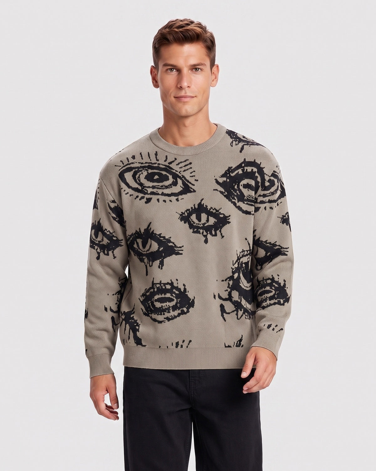 Men's Minimalist Print Long-Sleeve Knit Pullover