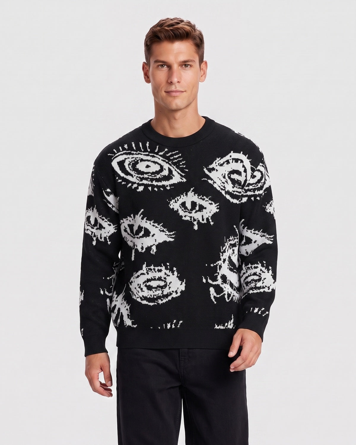 Men's Minimalist Print Long-Sleeve Knit Pullover