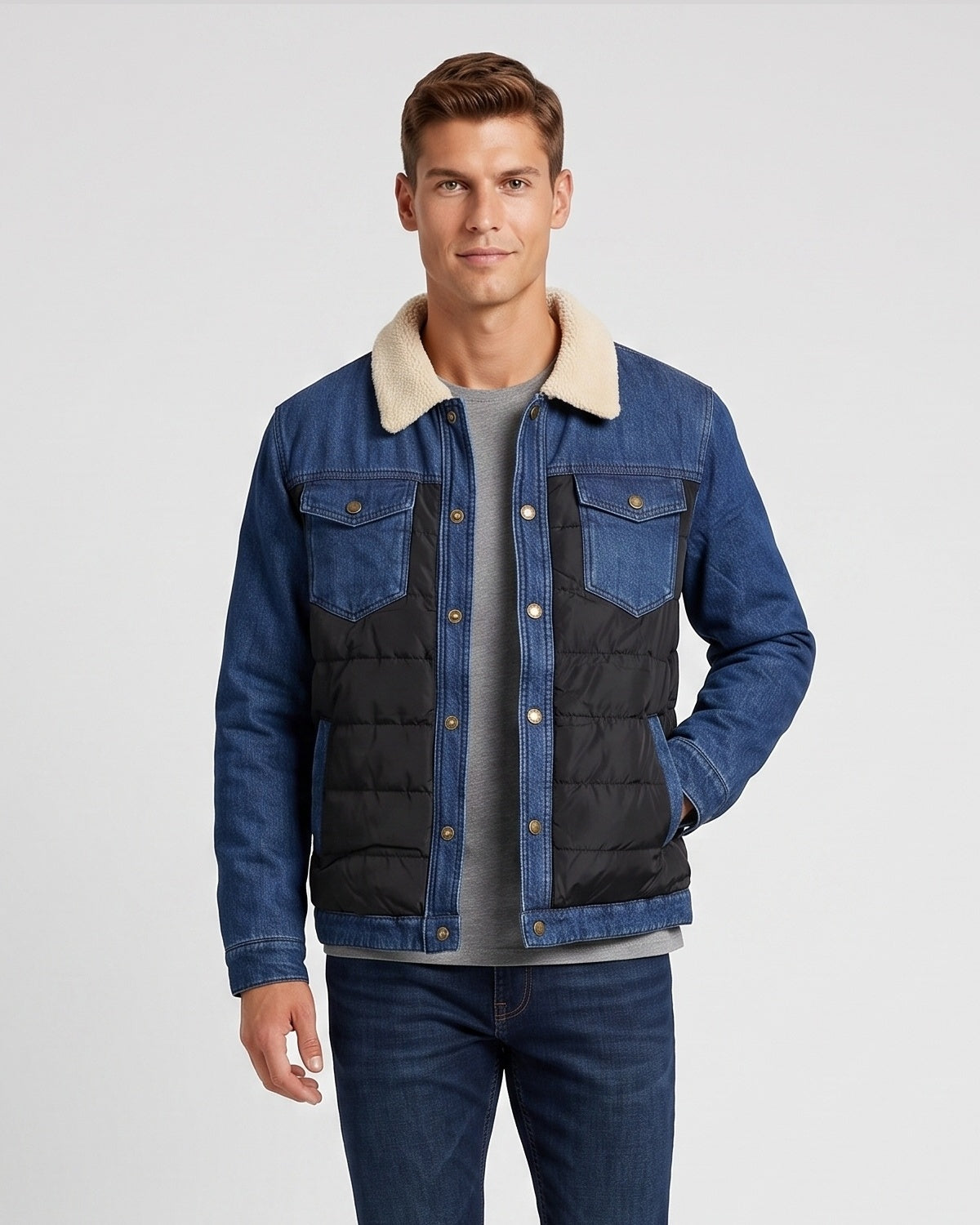 Men's Denim Jacket with Sherpa Lining