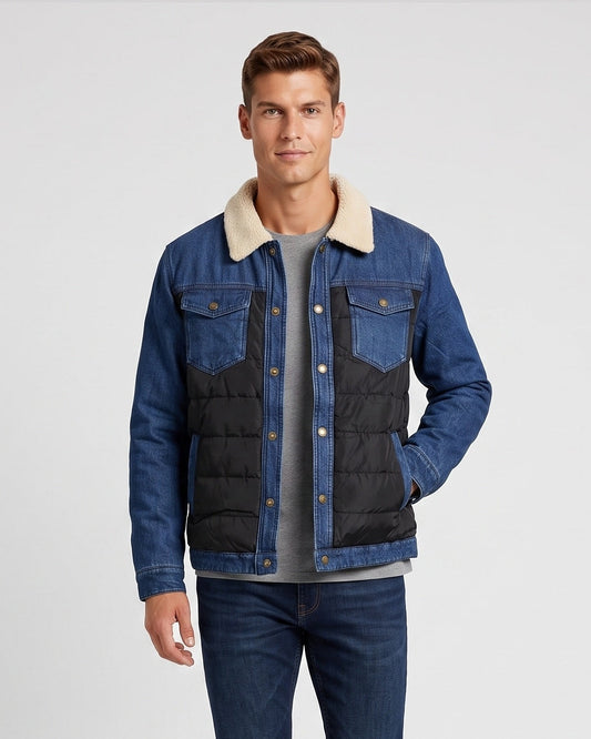 Men's Denim Jacket with Sherpa Lining
