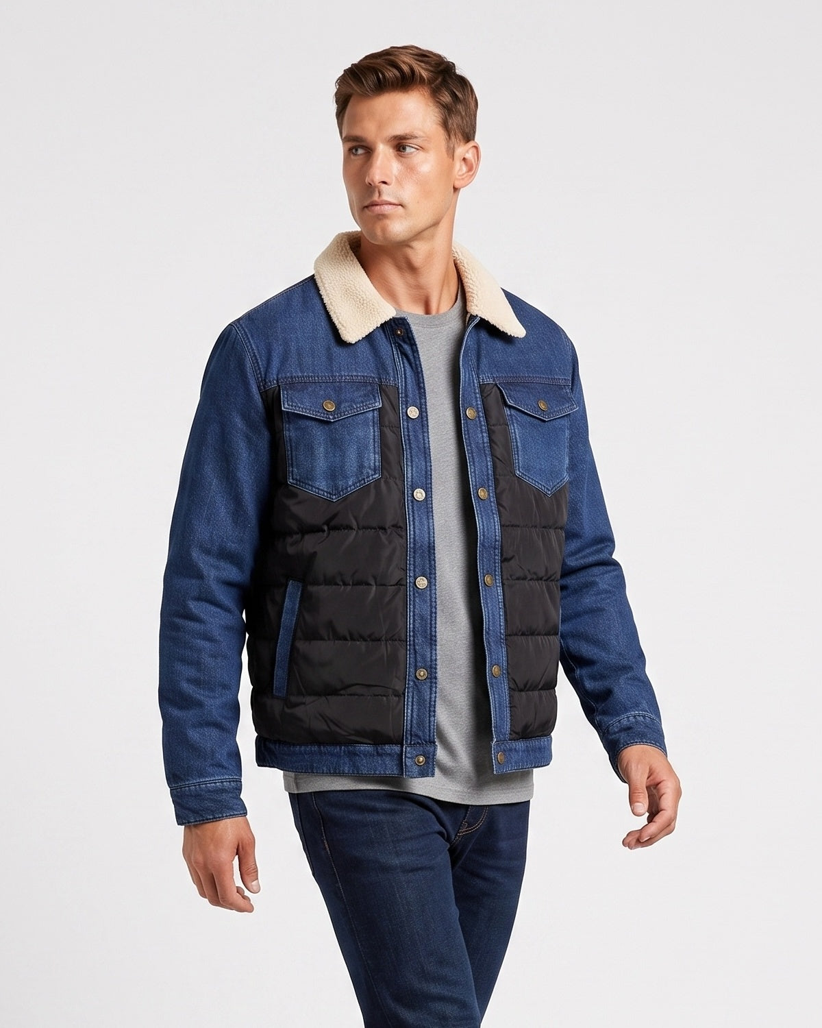 Men's Denim Jacket with Sherpa Lining