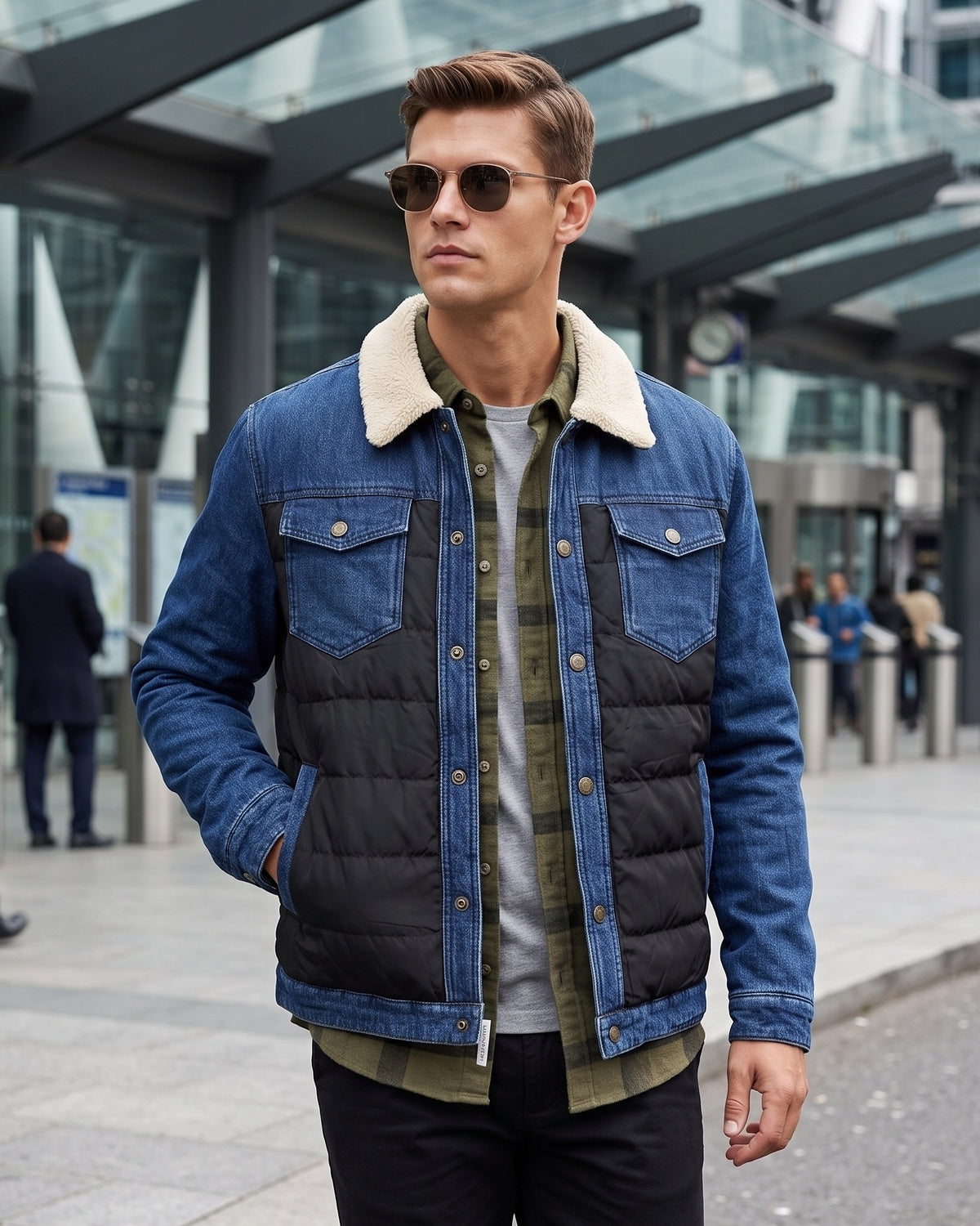 Men's Denim Jacket with Sherpa Lining
