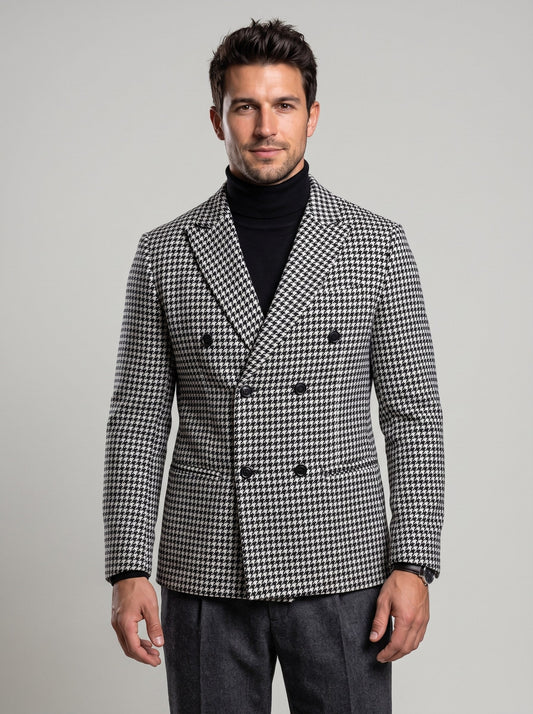 KZZ Houndstooth double-breasted blazer