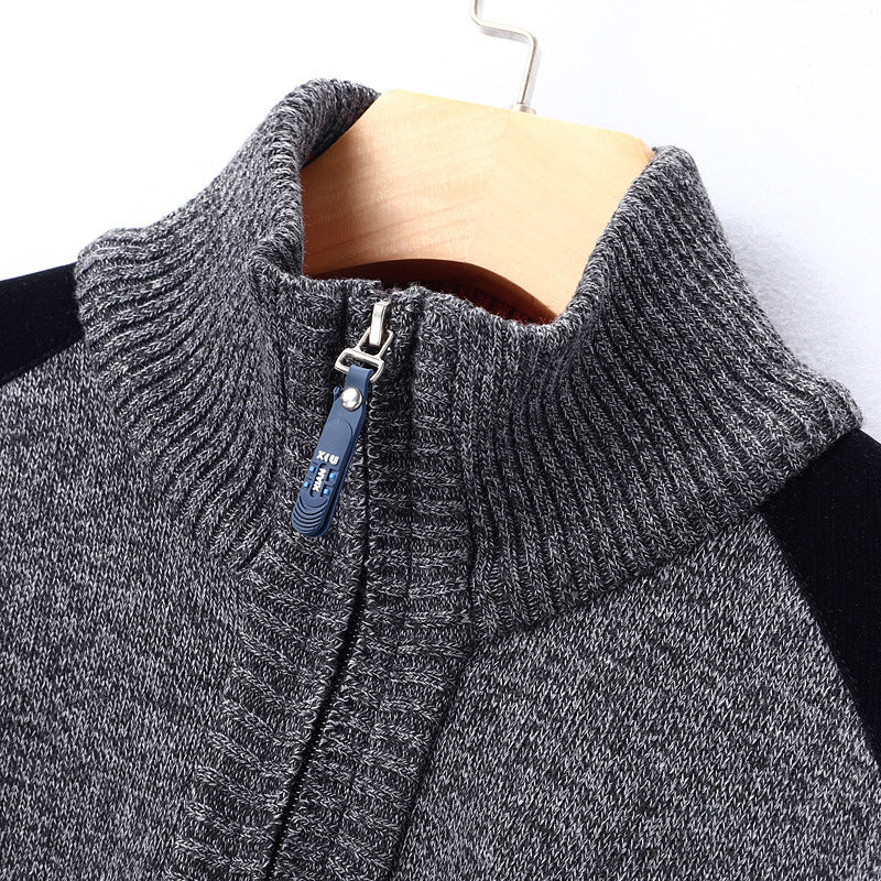 Men's half-zip sweater with a zippered pocket