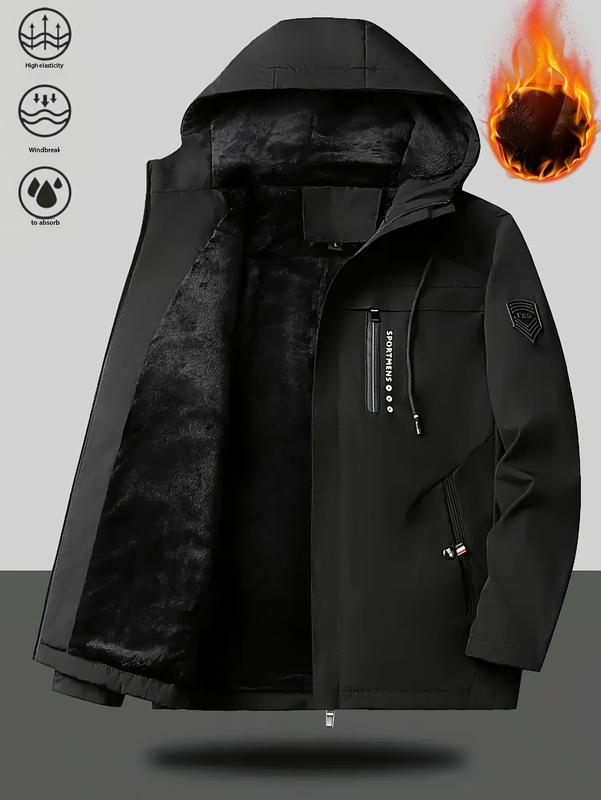 Men's Heavyweight Full-Zip Hooded Jacket Windproof High-Quality Coat