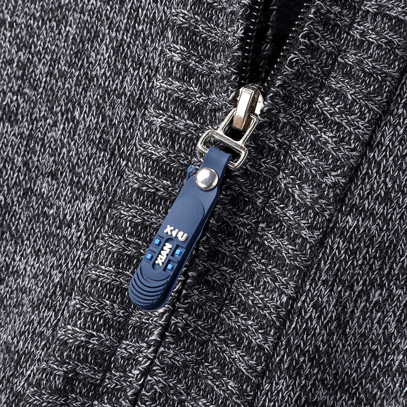 Men's half-zip sweater with a zippered pocket