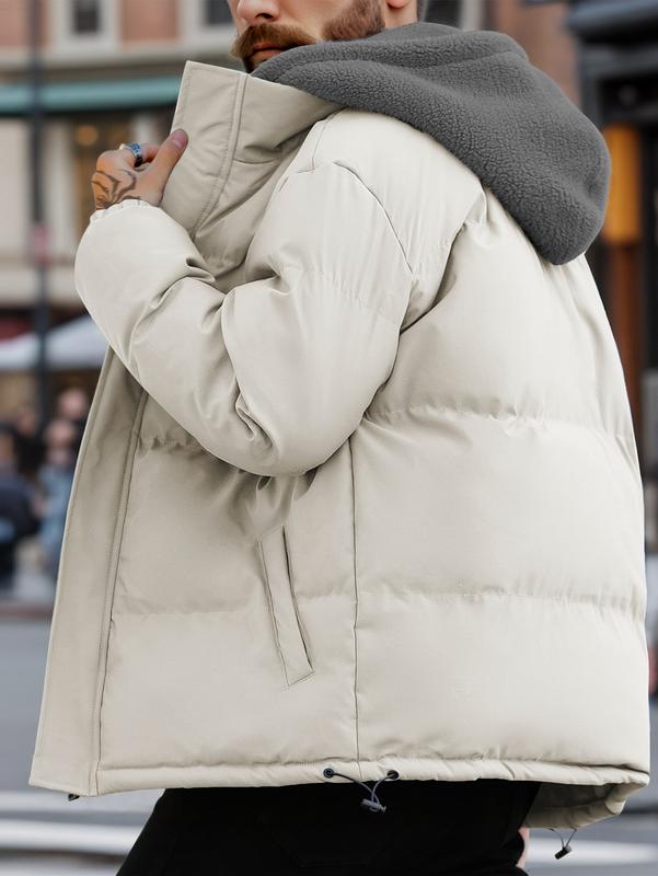 Men's Thickened Windproof Winter Jacket - Cold-Resistant Warm Fleece Lined Hooded Coat