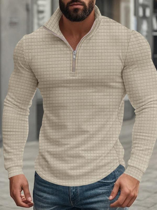 Men's Regular Fit Plain Half Zip Up Sweatshirt