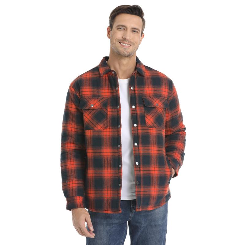 KZZ Men's Long-Sleeve Plaid Jacket