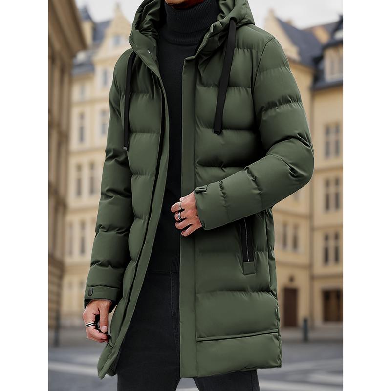 Men's Heavy-Duty Windproof Winter Coat - Thickened Full-Zip Hooded Jacket