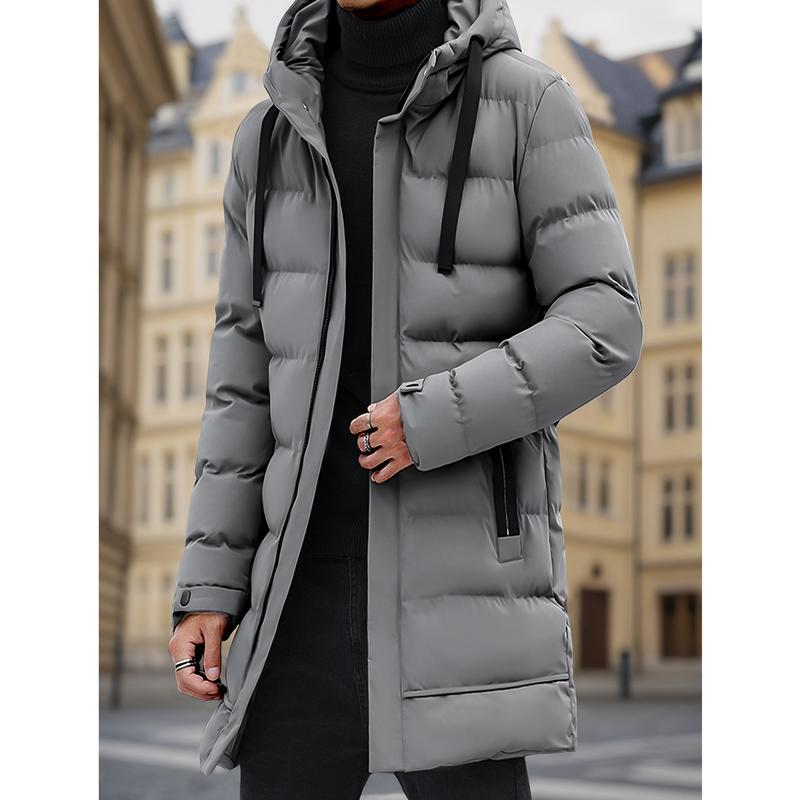Men's Heavy-Duty Windproof Winter Coat - Thickened Full-Zip Hooded Jacket