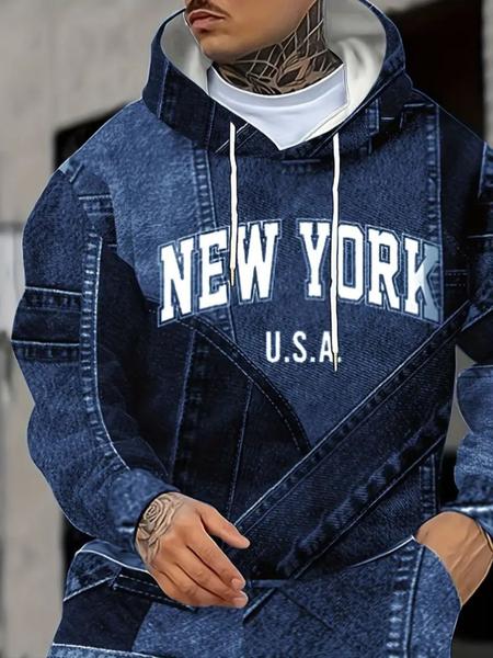 KZZ Men's Fall Winter Hooded Sweatshirt & Pants Set