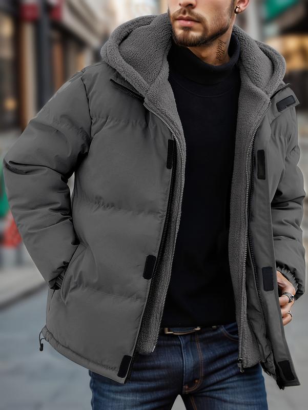 Men's Thickened Windproof Winter Jacket - Cold-Resistant Warm Fleece Lined Hooded Coat