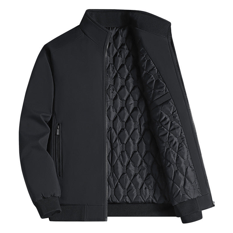 KZZ Men's Solid Color Zip Up Thermal Lined Fleece Jacket