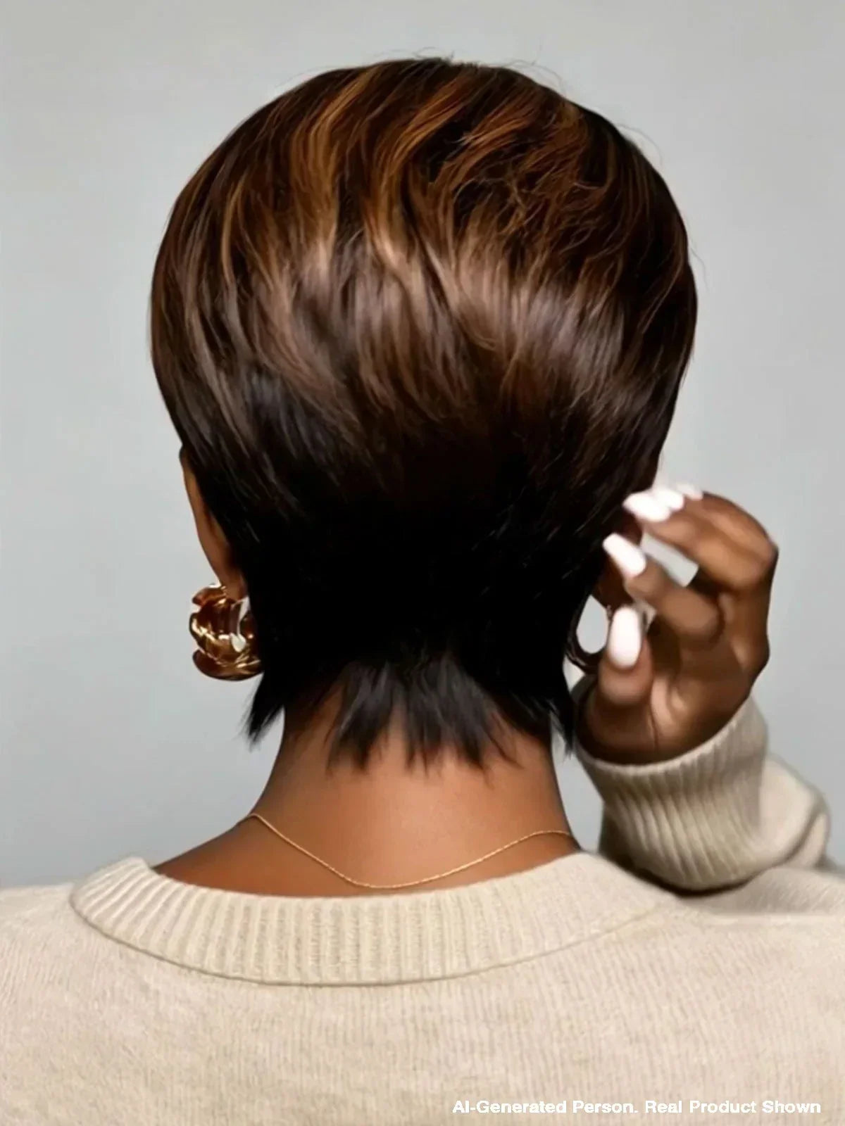 Lace front Pixie wig straight with honey bangs