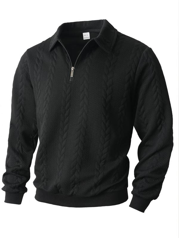 KZZ Men's Fall Winter Outfits  Polo Neck Long Sleeve Sweatshirt for Daliy Wear