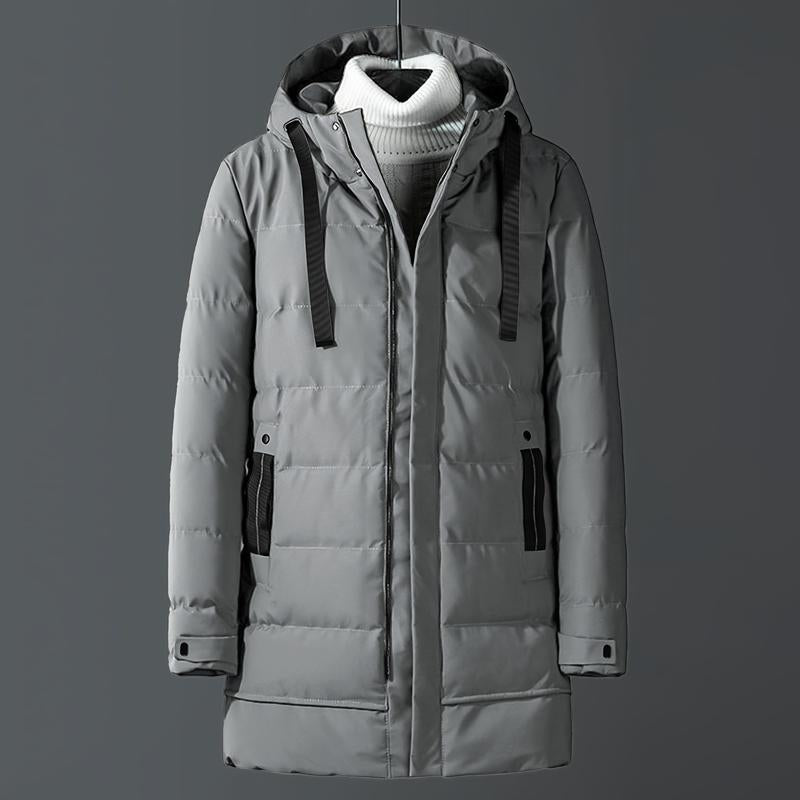 Men's Heavy-Duty Windproof Winter Coat - Thickened Full-Zip Hooded Jacket