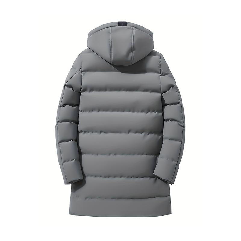 Men's Heavy-Duty Windproof Winter Coat - Thickened Full-Zip Hooded Jacket