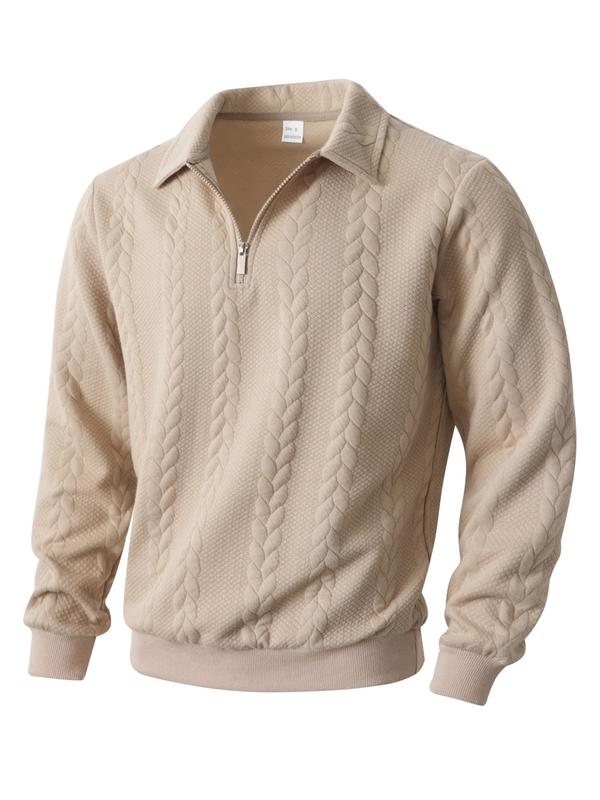 KZZ Men's Fall Winter Outfits  Polo Neck Long Sleeve Sweatshirt for Daliy Wear