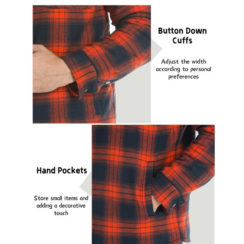 KZZ Men's Long-Sleeve Plaid Jacket