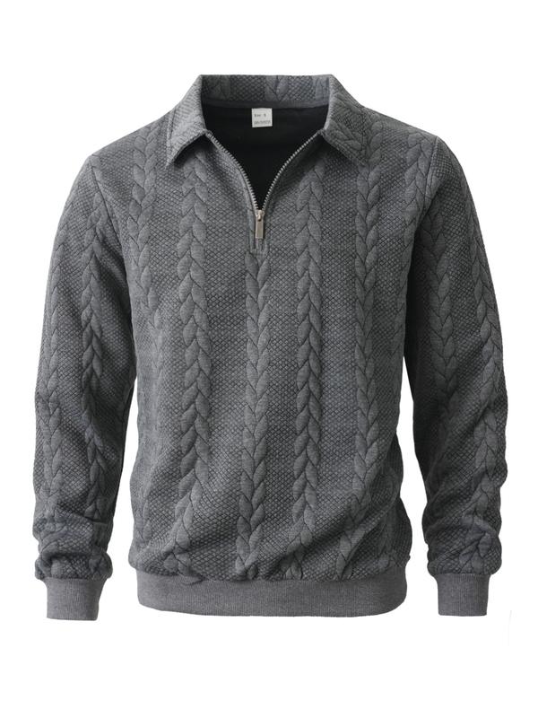 KZZ Men's Fall Winter Outfits  Polo Neck Long Sleeve Sweatshirt for Daliy Wear