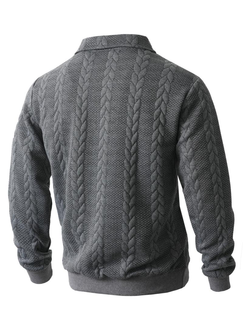 KZZ Men's Fall Winter Outfits  Polo Neck Long Sleeve Sweatshirt for Daliy Wear