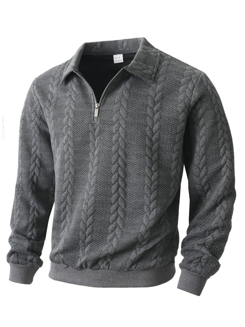 KZZ Men's Fall Winter Outfits  Polo Neck Long Sleeve Sweatshirt for Daliy Wear