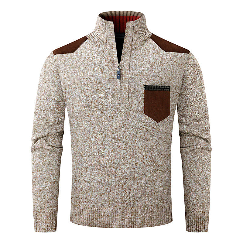 Men's half-zip sweater with a zippered pocket
