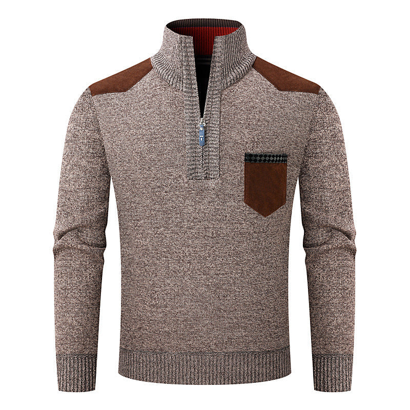 Men's half-zip sweater with a zippered pocket