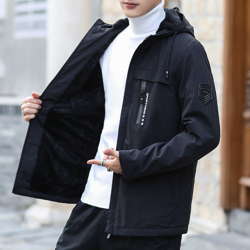 Men's Heavyweight Full-Zip Hooded Jacket Windproof High-Quality Coat
