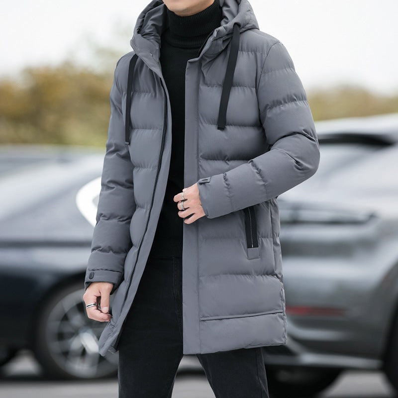 Men's Heavy-Duty Windproof Winter Coat - Thickened Full-Zip Hooded Jacket