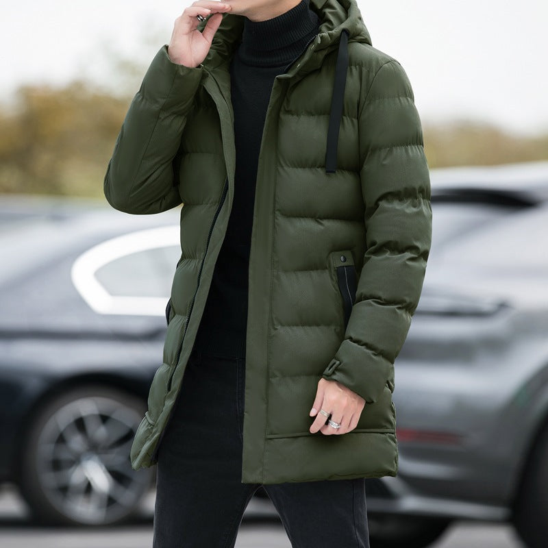 Men's Heavy-Duty Windproof Winter Coat - Thickened Full-Zip Hooded Jacket
