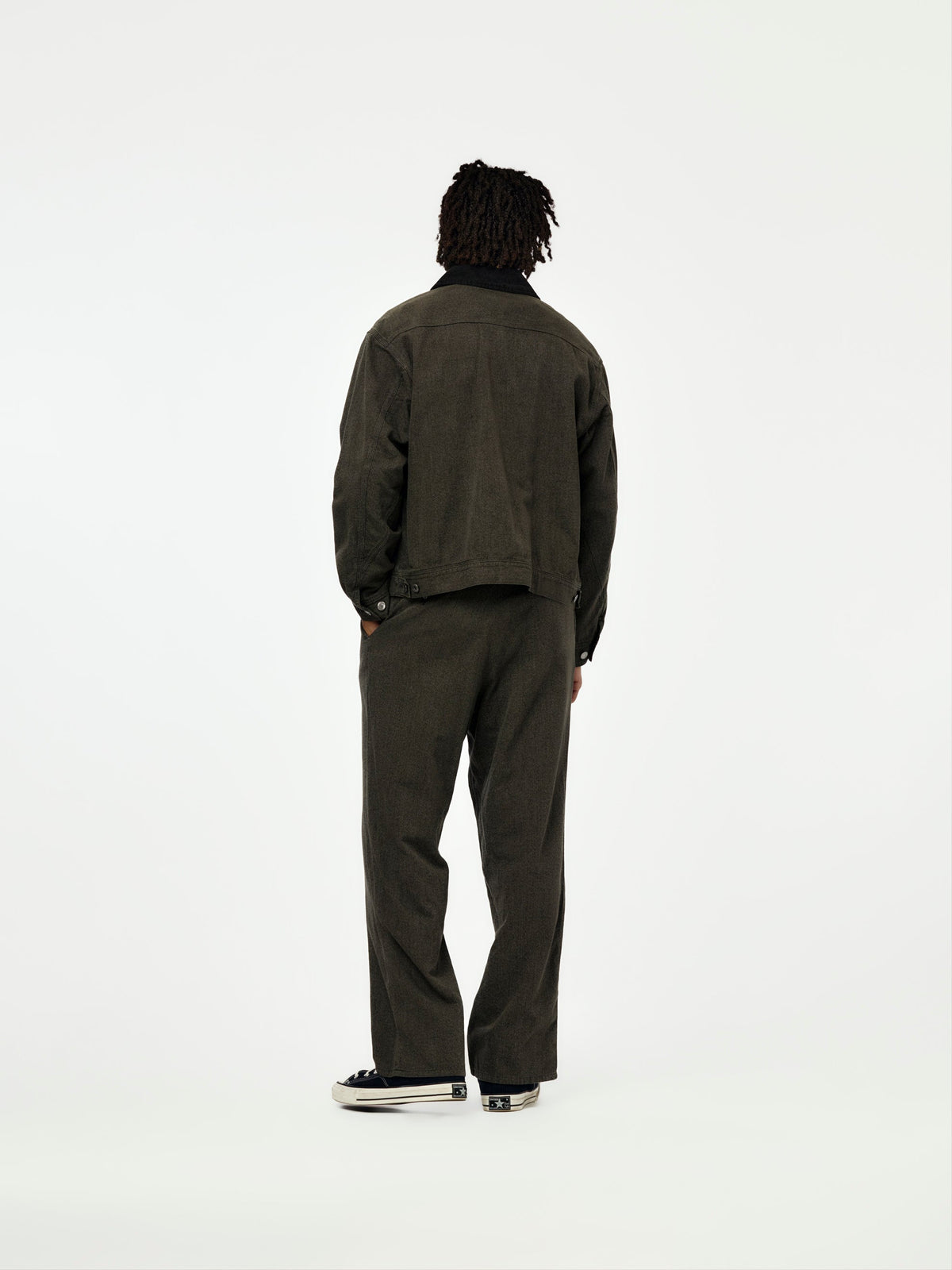 A.PRESSE Vintage Black Chambray Work Jacket (Gray) (Sis)